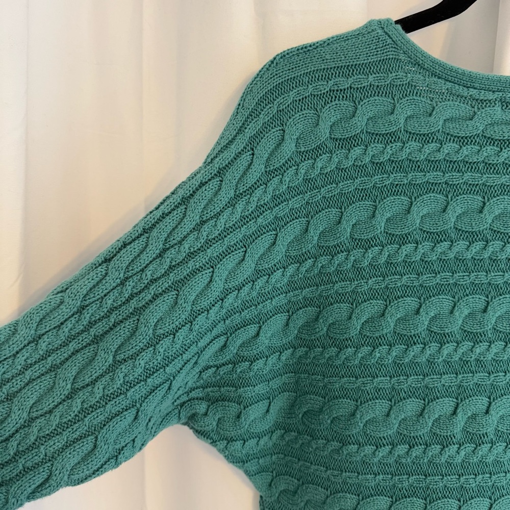 Banana Republic Cable Knit Tunic Sweater Green Dolman Sleeve Women’s Large - Picture 4 of 8